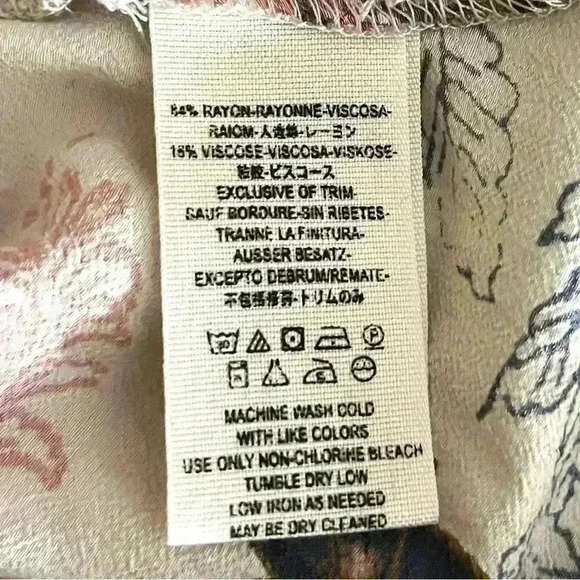 Free People Floral Rayon Cross Strap Bell Sleeve Shift Tunic Blouse Size XS - Picture 15 of 16